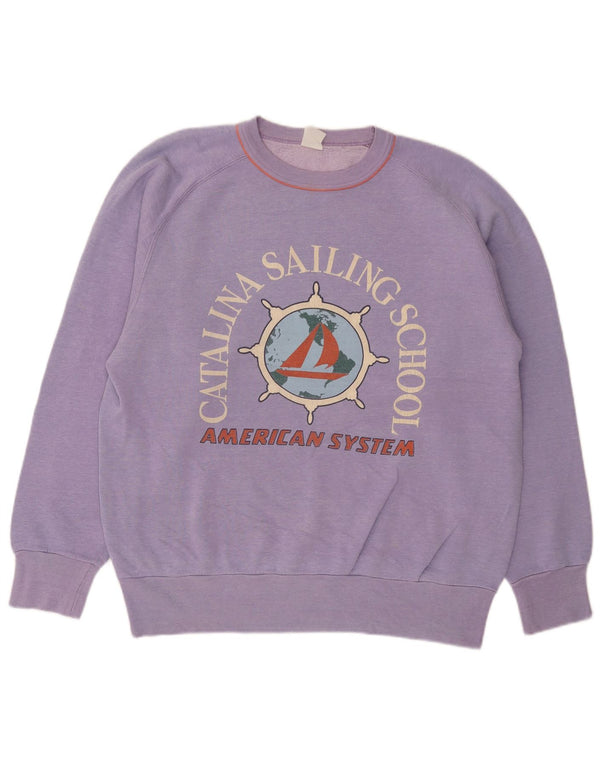 Vintage mujer sudadera gráfica Jumper UK 18 XL Púrpura