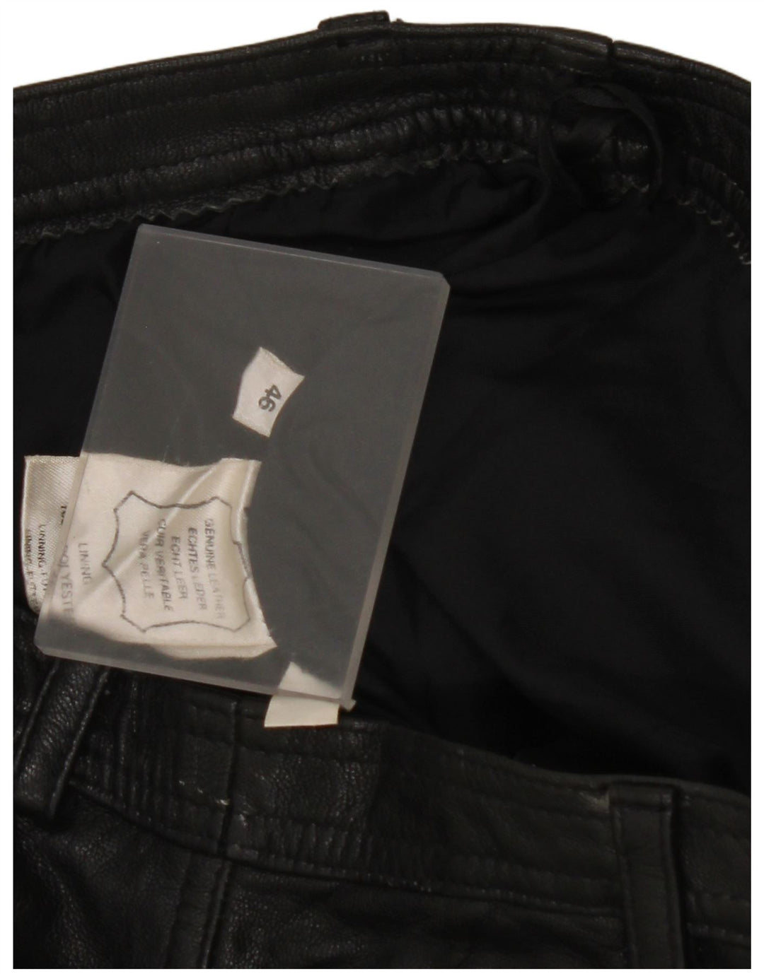 VINTAGE Pantalones de cintura alta para mujer IT 46 Grande W28 L32 Cuero negro