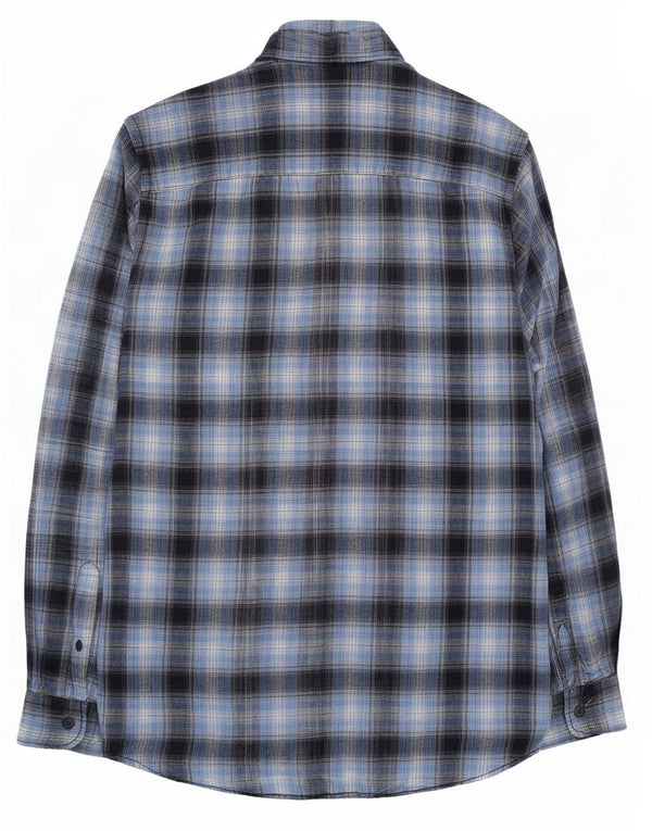 Camargue Camisa De Franela Hombre Algodón A Cuadros Azul Medio
