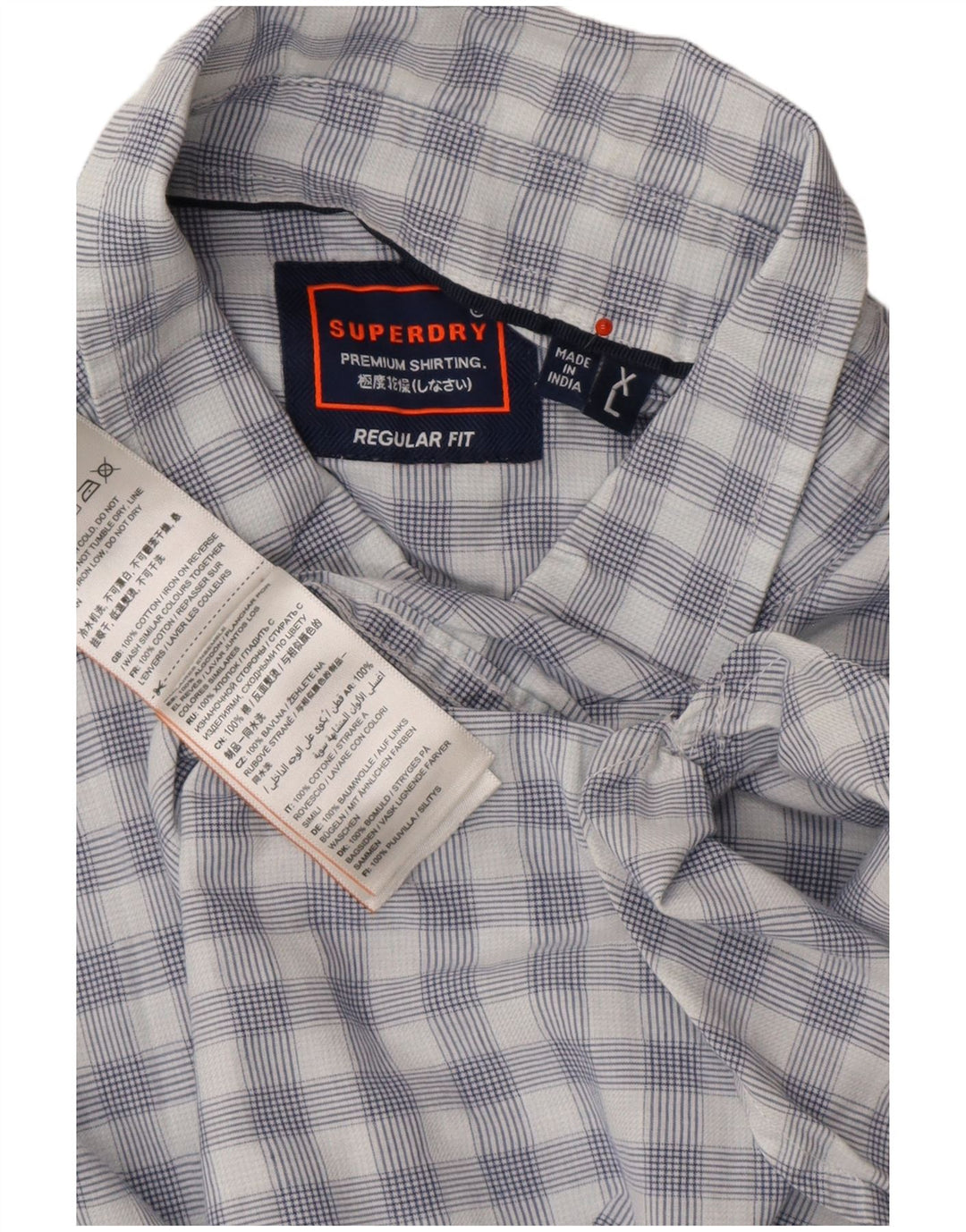 SUPERDRY Camisa Regular Fit De Manga Corta Para Hombre XL Algodón A Cuadros Azul