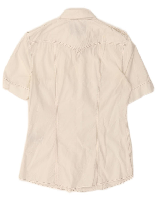 Dolce & Gabbana Camisa Militar Manga Corta IT 40 Small Algodón Blanco