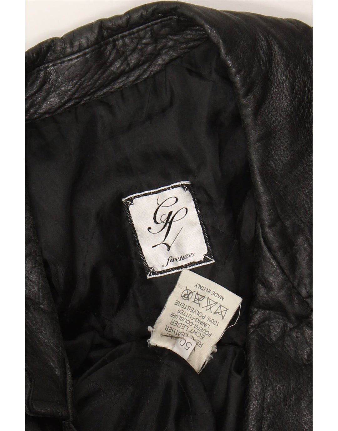 FIRENZE Mens Leather Jacket IT 50 Large Black Leather Vintage Firenze and Second-Hand Firenze from Messina Hembry 