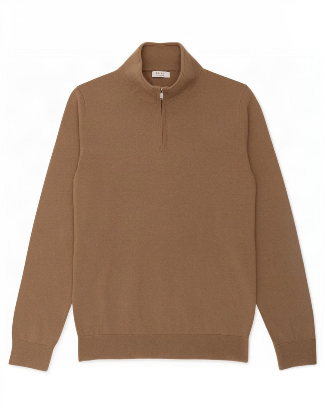 Reiss - Jersey con cuello y cremallera para hombre, talla grande, de lana marrón