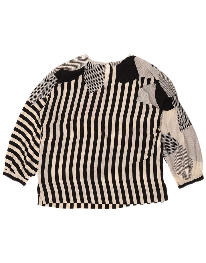 Vintage mujer blusa gráfica Top UK 14 grande multicolor rayas