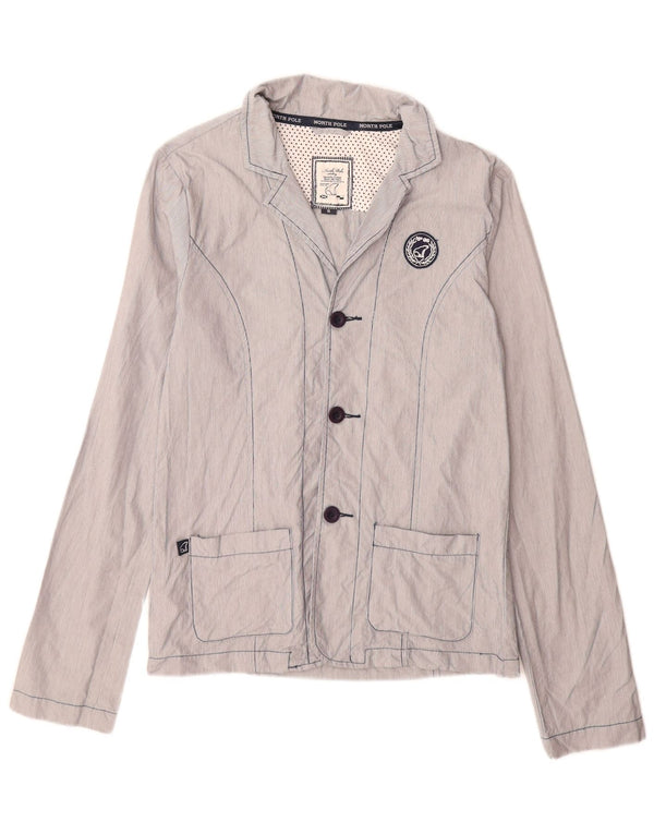 North Pole Chaqueta tipo blazer de 3 botones para mujer UK 46 Grande Algodón a rayas azules