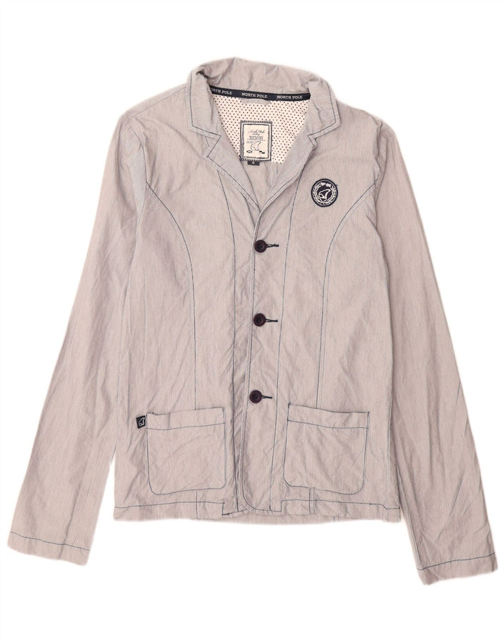 North Pole Chaqueta tipo blazer de 3 botones para mujer UK 46 Grande Algodón a rayas azules