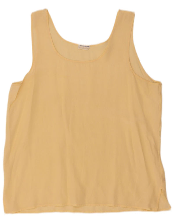 Vintage mujer blusa sin mangas Top Reino Unido 16 seda amarilla grande