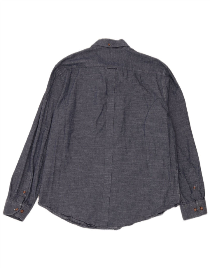 BEN SHERMAN Camisa Hombre XL Azul Marino Algodón