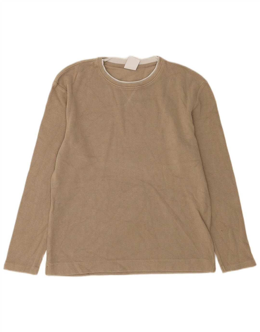 Zara Hombre Top Manga Larga Algodón Marrón Medio