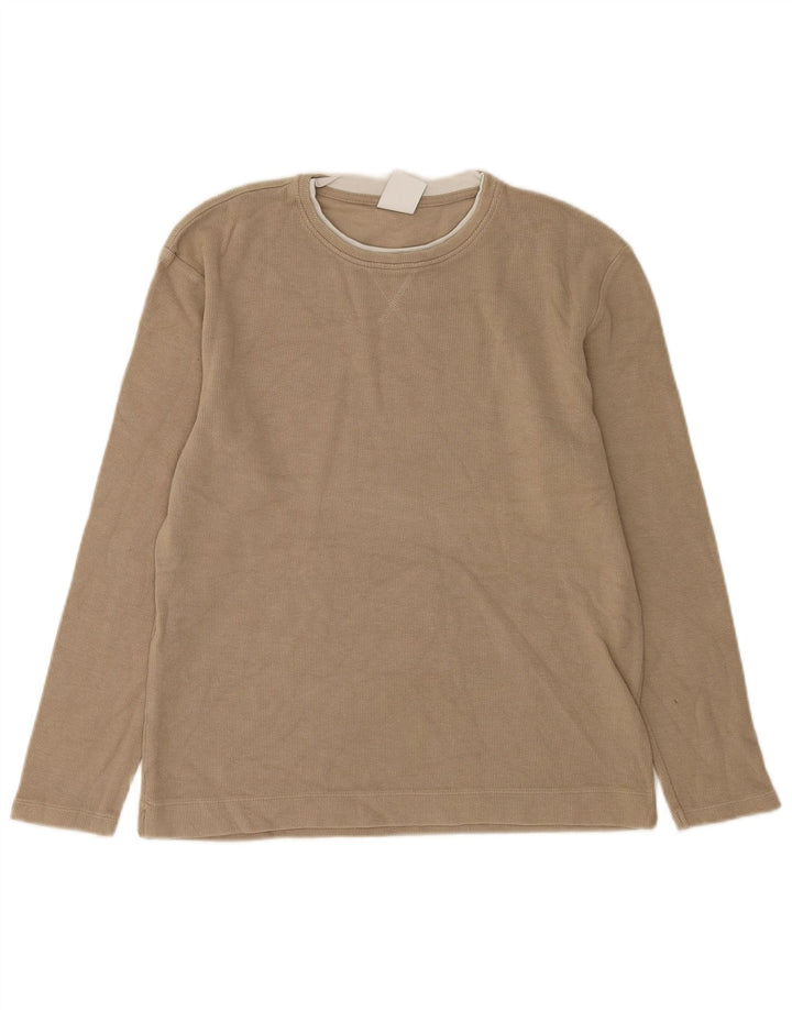 Zara Hombre Top Manga Larga Algodón Marrón Medio