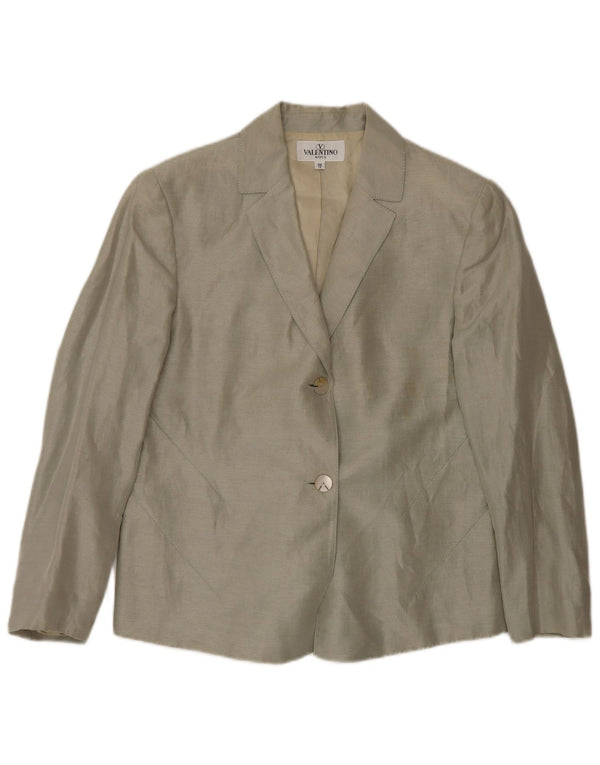 Valentino Chaqueta Blazer con 2 Botones y Manga 3/4 para Mujer UK 40 Verde Medio