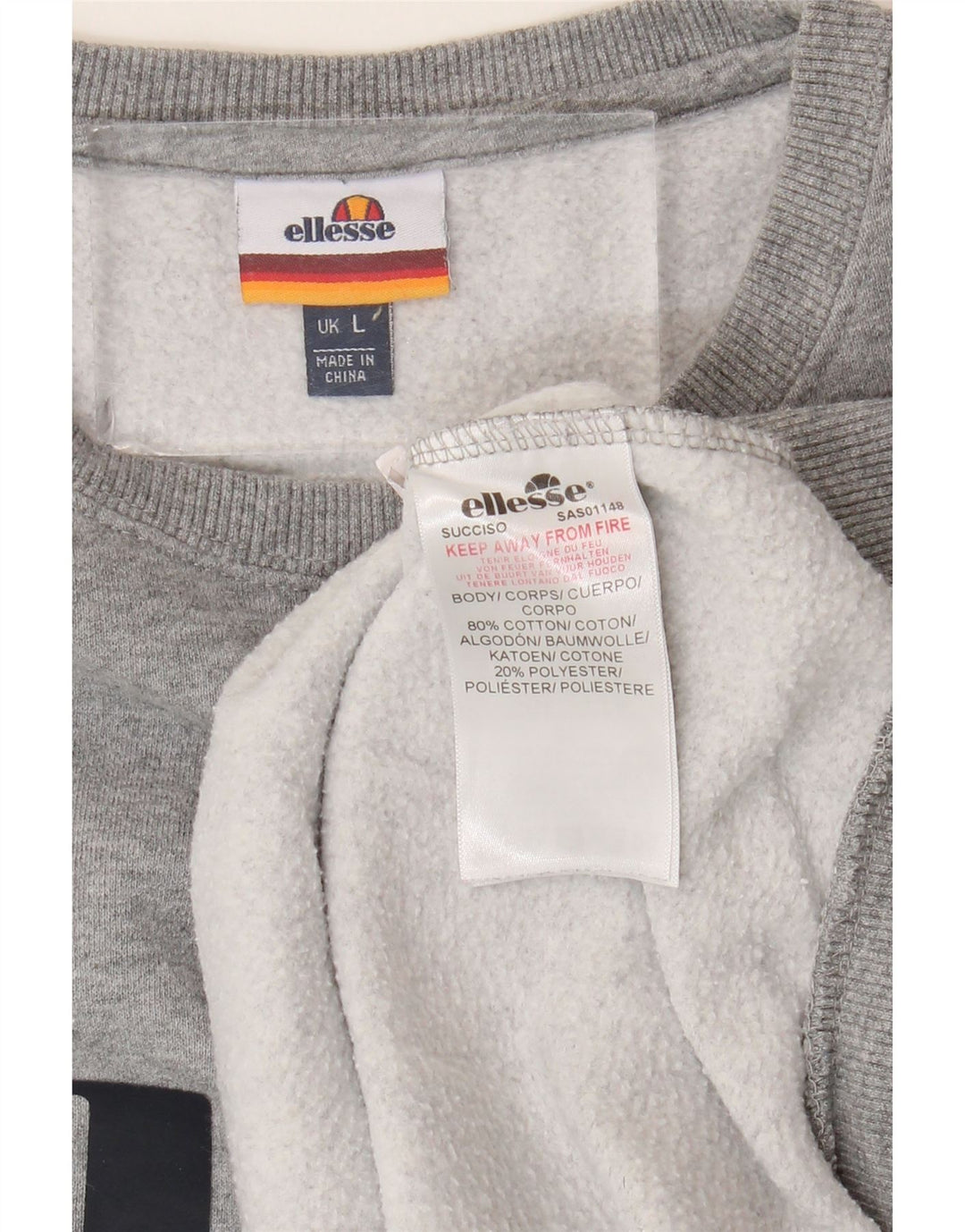 ELLESSE Sudadera con gráfico para Hombre Jersey Grande de algodón Gris
