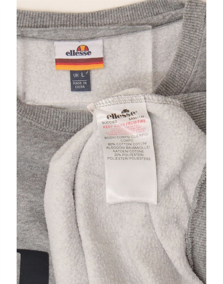ELLESSE Sudadera con gráfico para Hombre Jersey Grande de algodón Gris