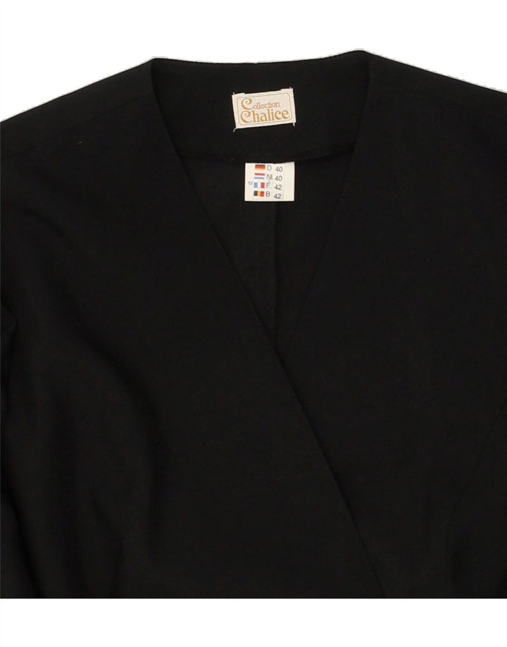 VINTAGE Womens Double Breasted Blazer Jacket EU 42 Large Black Polyester | Vintage Vintage | Thrift | Second-Hand Vintage | Used Clothing | Messina Hembry 
