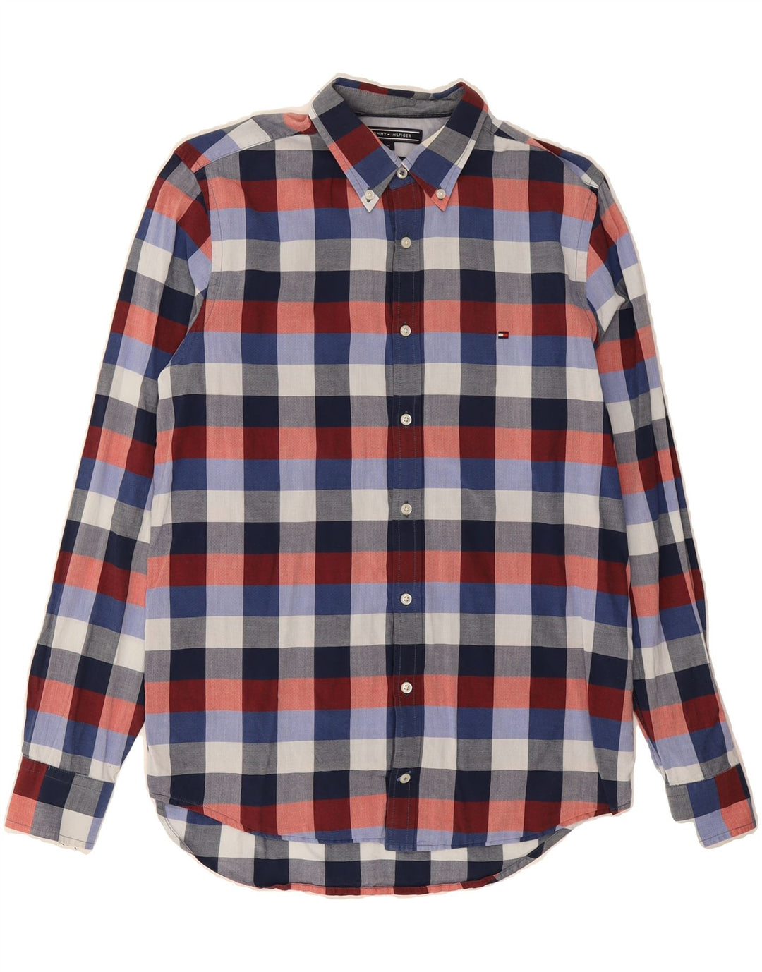 TOMMY HILFIGER Mens Slim Fit Shirt Medium Multicoloured Check Cotton Vintage Tommy Hilfiger and Second-Hand Tommy Hilfiger from Messina Hembry 