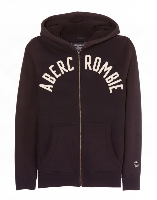 Abercrombie & Fitch Suéter con capucha y cremallera con gráfico muscular para hombre Azul marino mediano