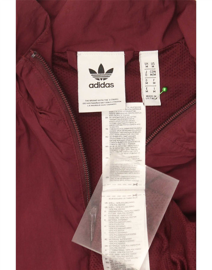 Adidas Hombre Chándal Top Chaqueta Medium Borgoña Nylon