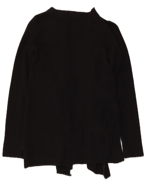 Zara Mujer Cárdigan Abierto Asimétrico Suéter UK 10 Small Poliéster Negro