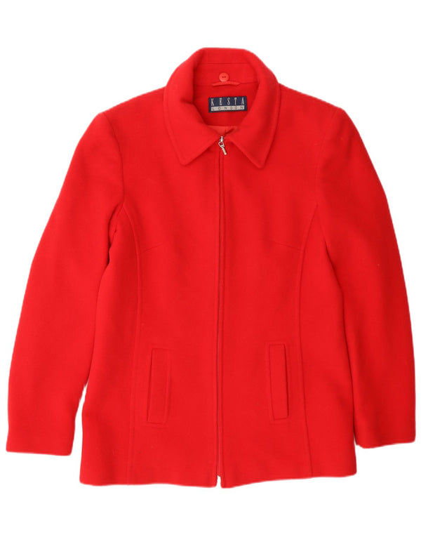 Kesta London Chaqueta tipo blazer con cremallera completa para mujer UK 10 Small Red Wool