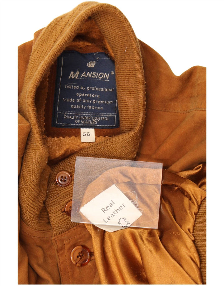 Vintage hombres ante bomber chaqueta IT 56 3XL cuero marrón