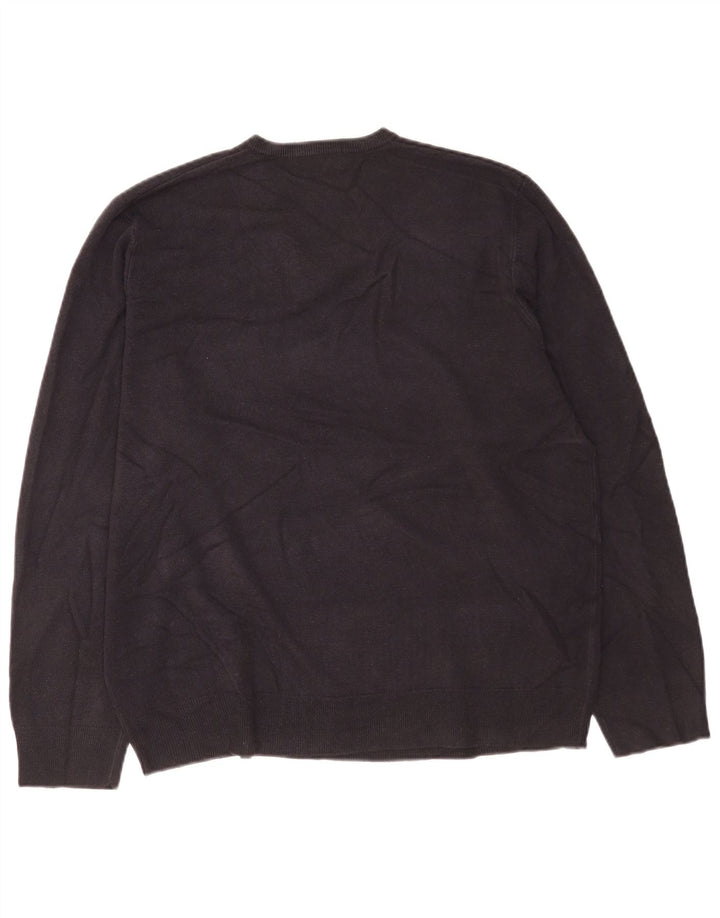 Marks & Spencer Suéter con cuello en V para hombre, color azul, XL, azul marino