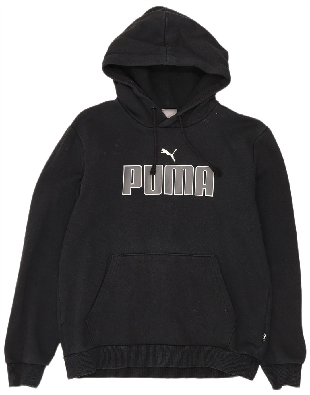 Puma Sudadera con capucha gráfica para hombre, talla pequeña, algodón negro