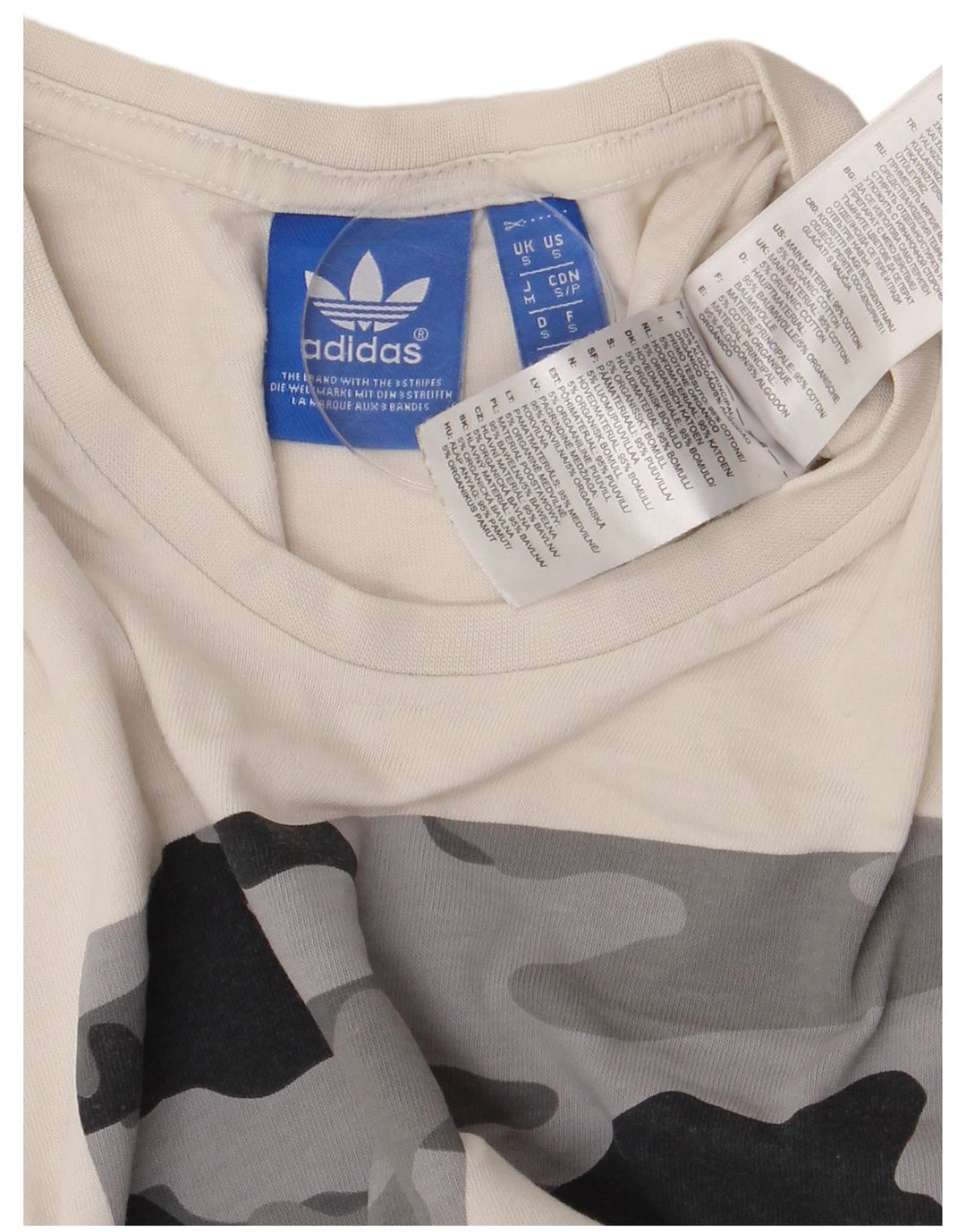 Adidas - Camiseta gráfica para hombre, talla pequeña, algodón blanco