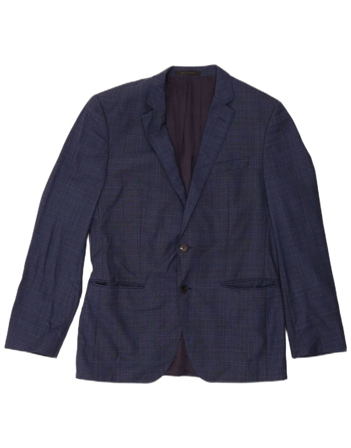 Hugo Boss Chaqueta tipo blazer de 2 botones para hombre EU 50 Large Navy Blue Check