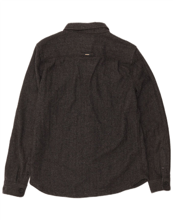 SUPERDRY Camisa de Franela Hombre XL Gris Espiga Poliéster