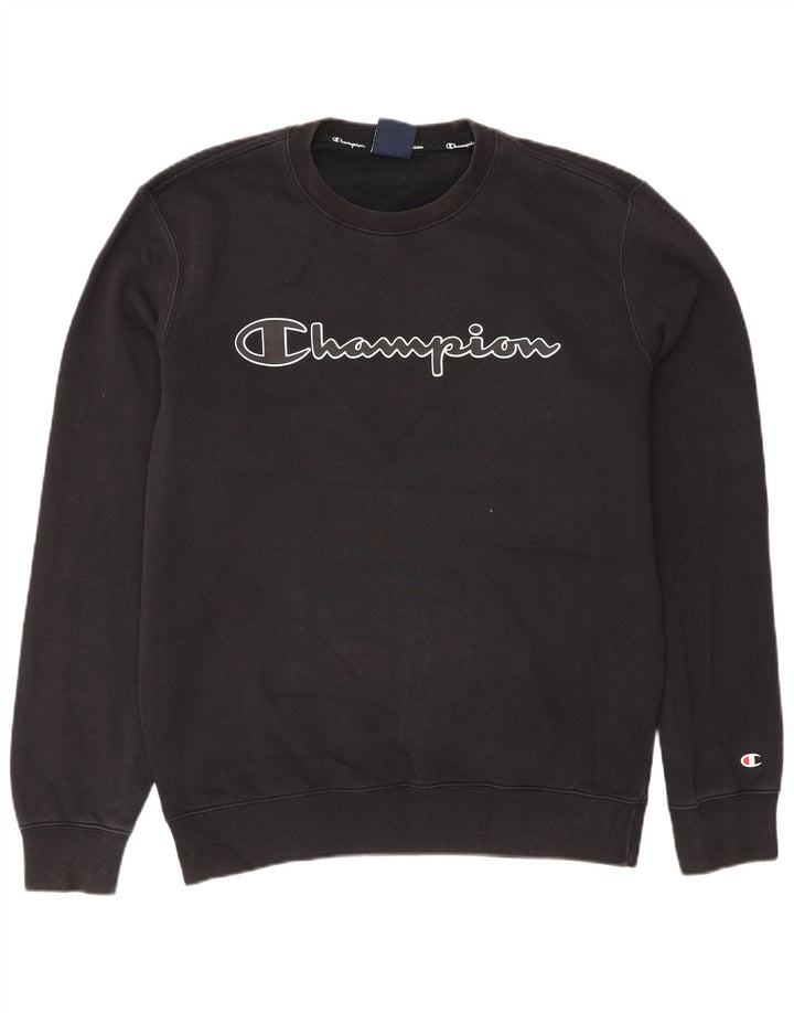 Champion Sudadera Con Estampado Gráfico Jumper De Algodón Negro Mediano