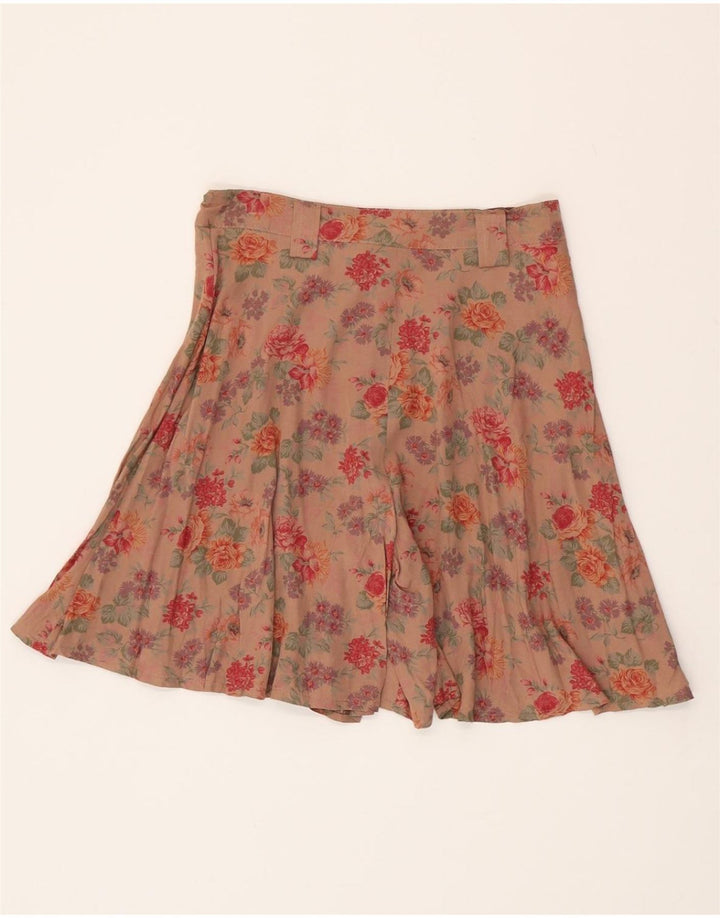 VINTAGE Pantalones cortos casuales de pierna ancha de cintura alta para mujer Medio W28 Marrón Floral