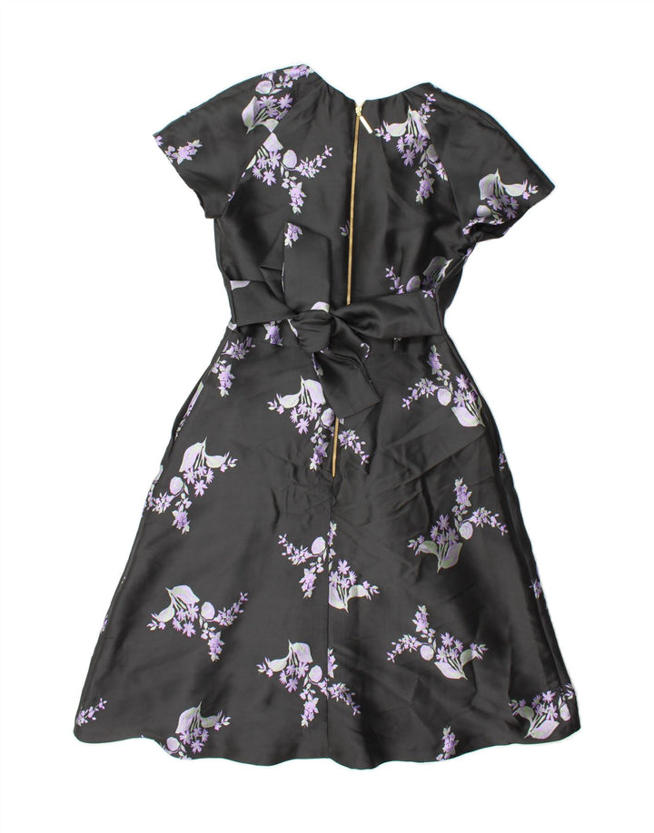 CLOSET Womens A-Line Dress UK 10 Small Black Floral Polyester Vintage CLOSET and Second-Hand CLOSET from Messina Hembry 