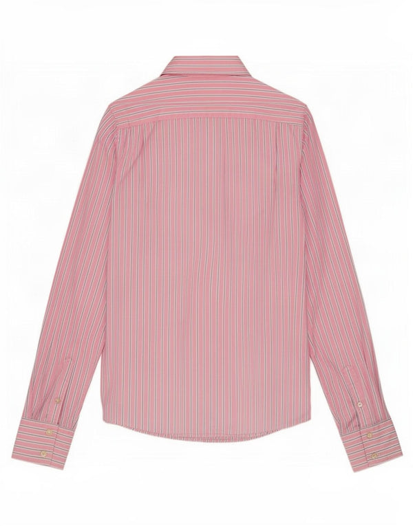 Abercrombie & Fitch Camisa ajustada de algodón a rayas rosa medio para hombre