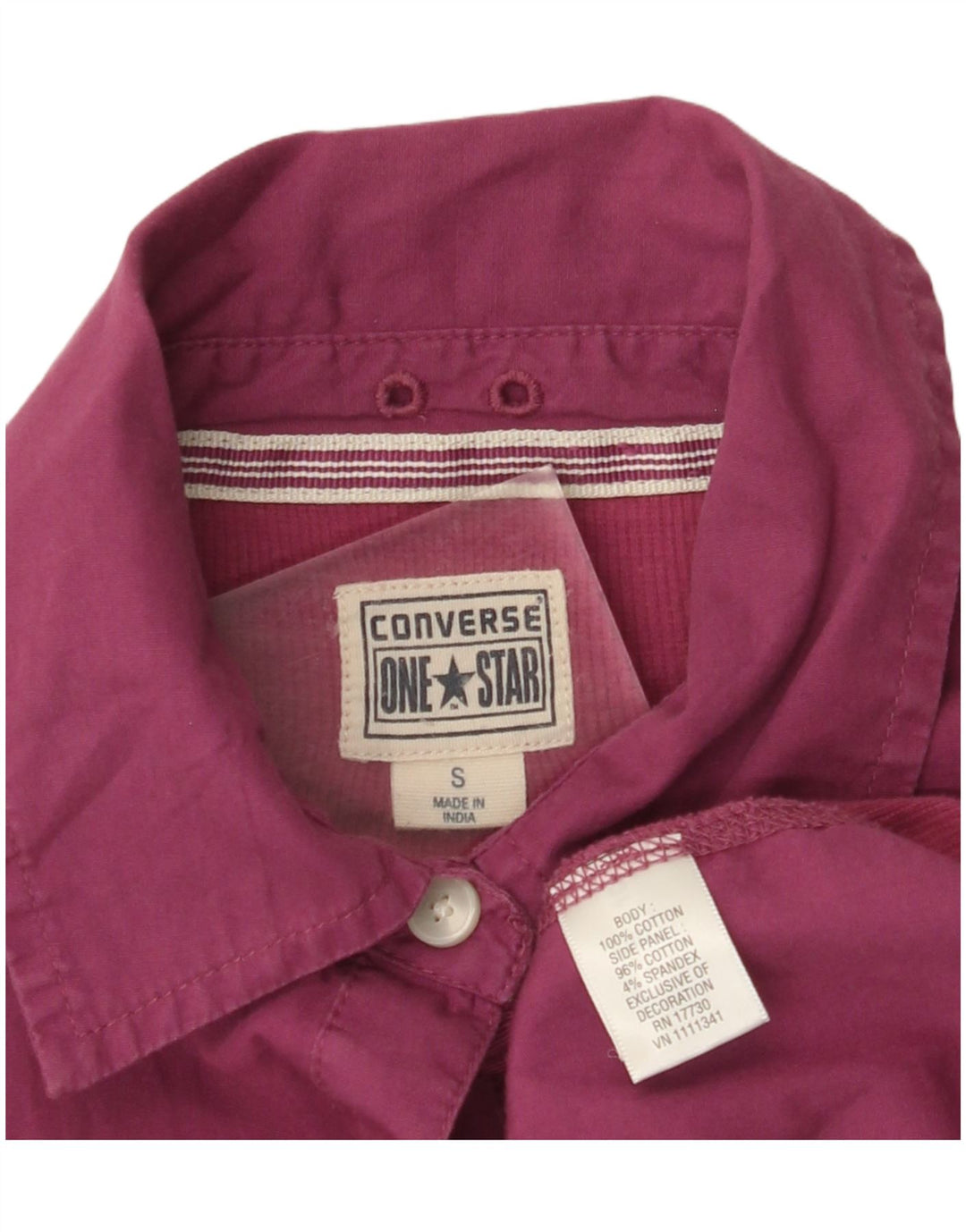 CONVERSE Camisa One Star para mujer UK 10 Small Pink Colourblock Cotton