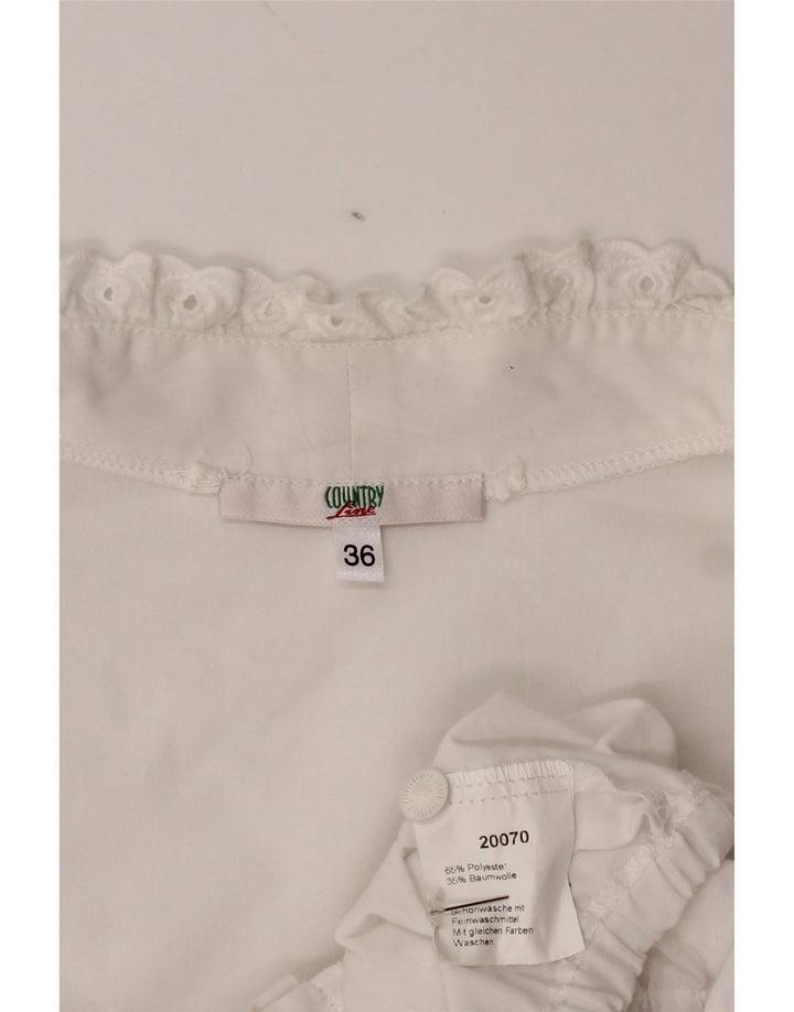 Country Blusa corta de manga corta para mujer Top EU 36 Small White Poliéster