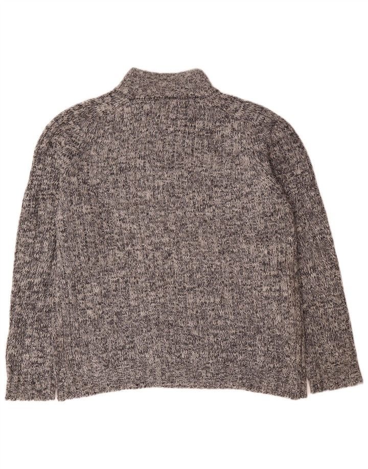 Marks & Spencer Suéter tipo jersey con cuello y cremallera para hombre de lana moteada gris grande