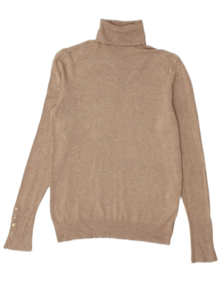 Zara - Jersey con cuello vuelto para mujer, talla 42, viscosa beige mediana
