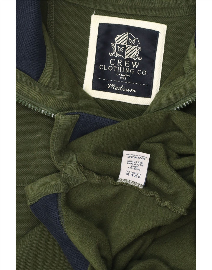 Crew Clothing - Sudadera con cuello y cremallera para hombre, color verde medio, algodón