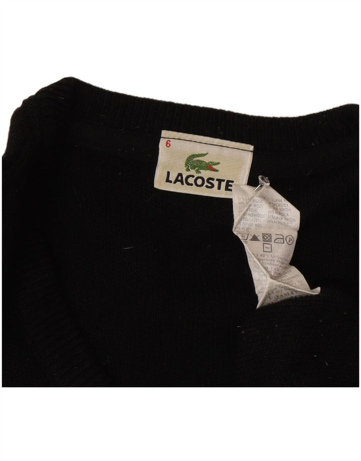 Lacoste Jersey con cuello en V para hombre Talla 6 XL Lana negra
