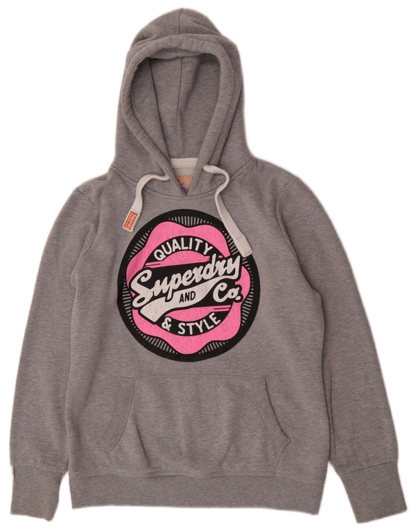 Superdry Jersey con capucha gráfica para mujer Reino Unido 46 Poliéster gris grande