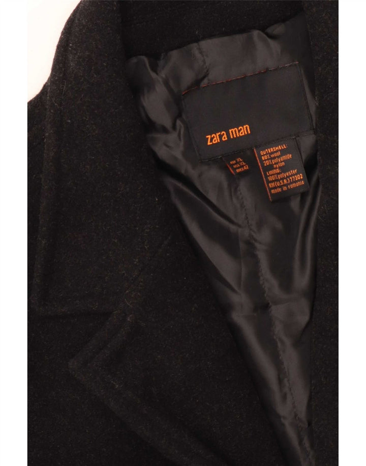 Zara Hombre Abrigo UK 42 XL Lana Negra