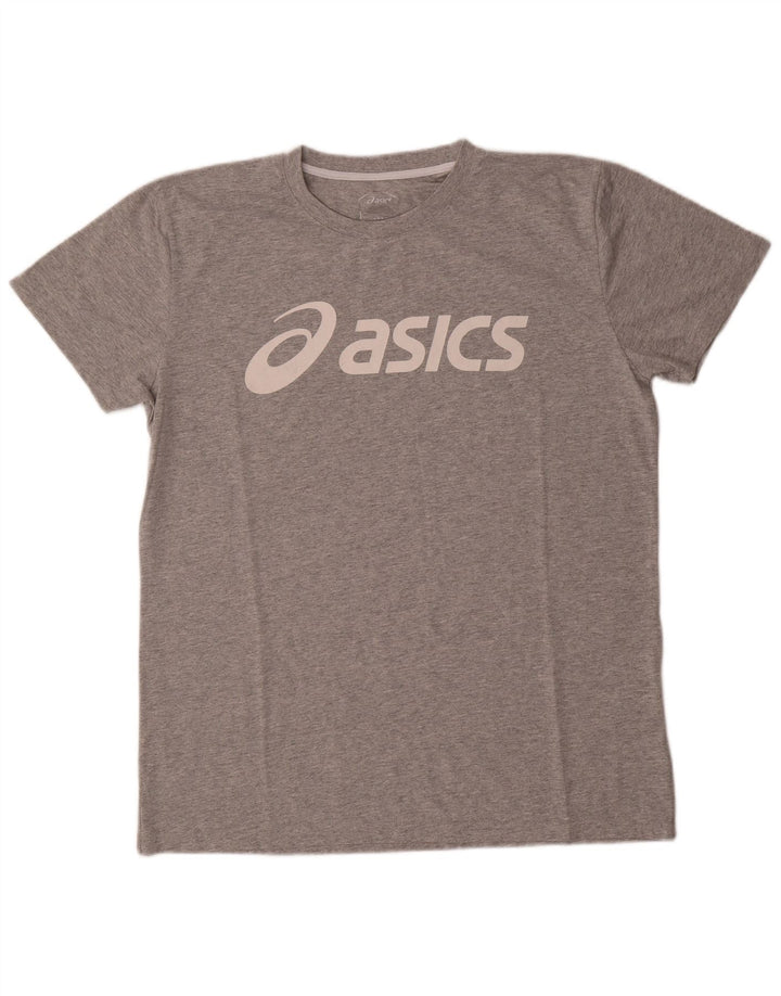 Asics Camiseta gráfica para hombre Top grande de algodón moteado gris