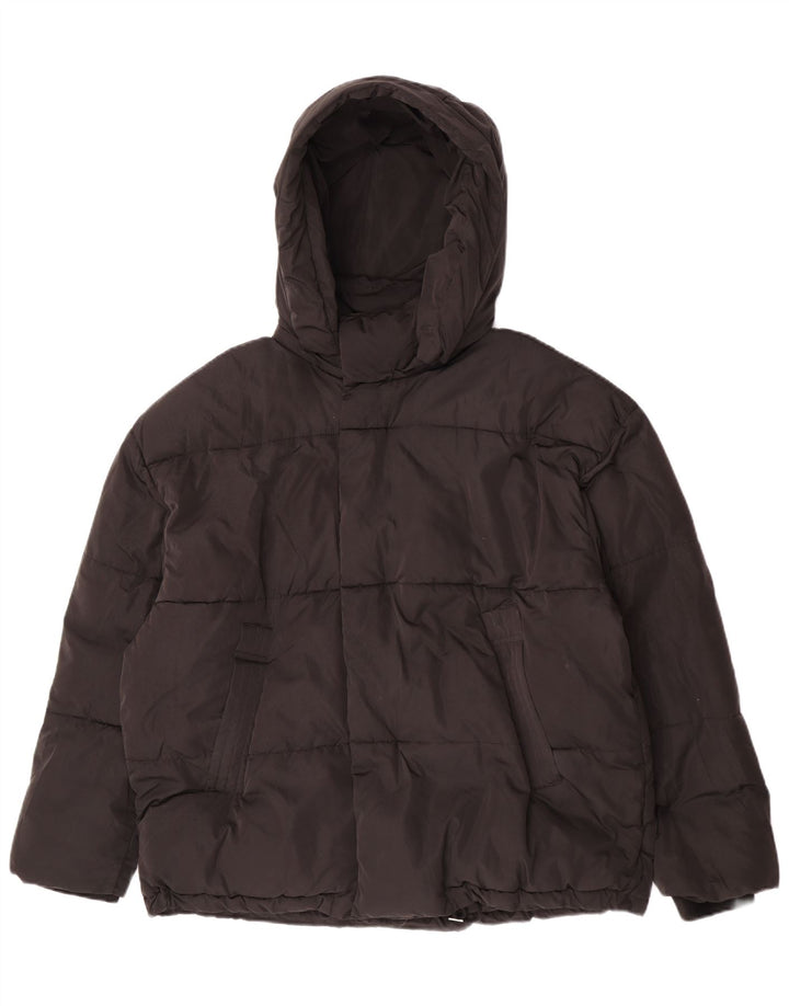 Zara Mujer Chaqueta Acolchada Con Capucha ES 42 XL Poliéster Negro