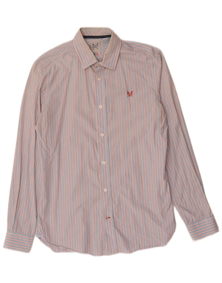 Crew Clothing Camisa entallada para hombre de algodón a rayas rosa pequeña