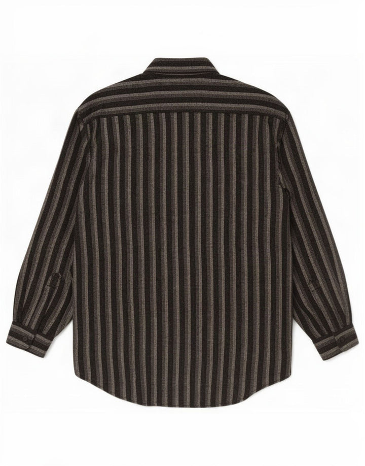 Camisa de franela vintage para hombre grande a rayas negras