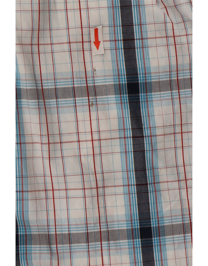 Camisa de manga corta para hombre Animal Algodón a cuadros blanco mediano