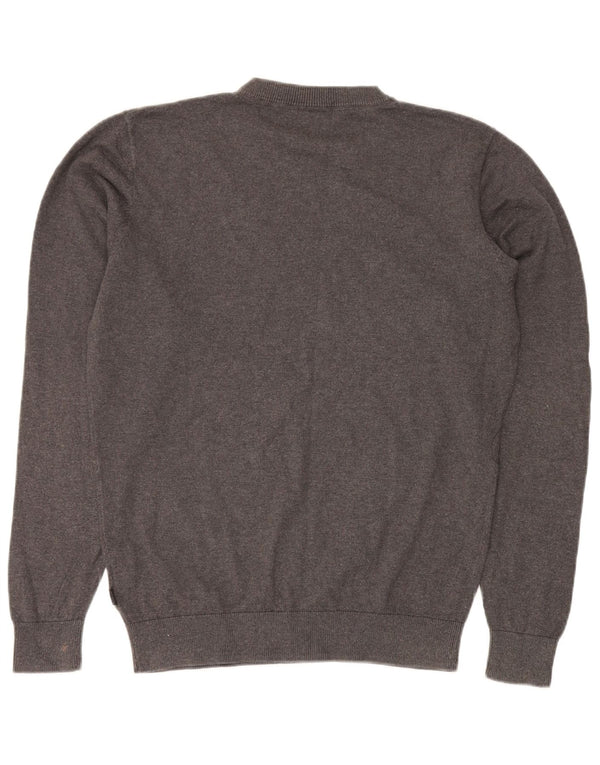 MUSTO Jersey de cuello redondo para hombre, talla grande, algodón gris