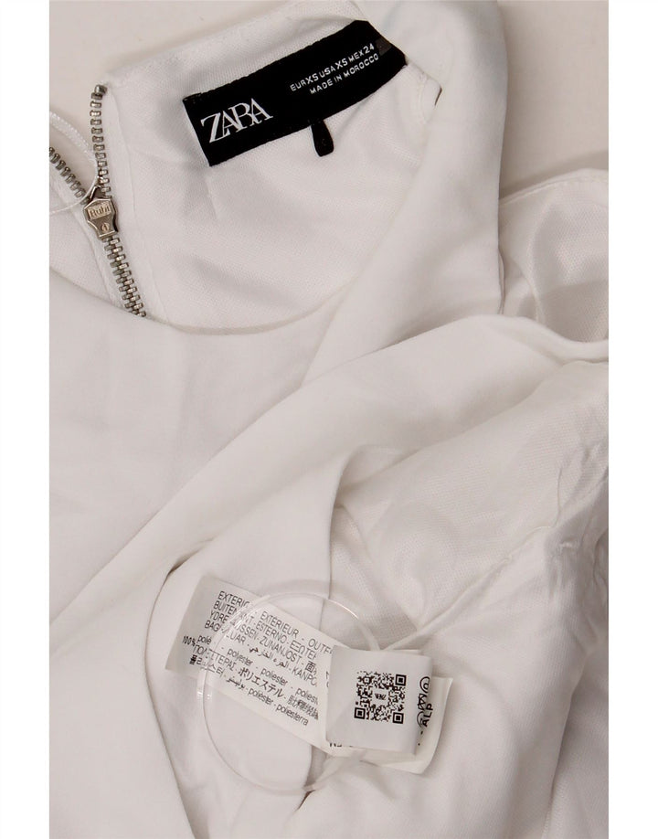 Zara Top corto con un hombro para mujer UK 4 XS Poliéster blanco
