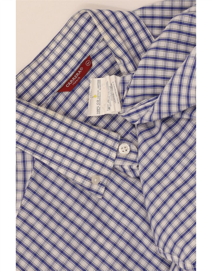 Camisa Carrera Hombre Algodón Vichy Azul Medio