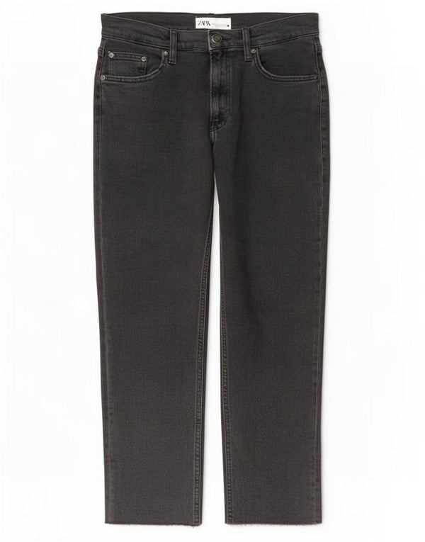 Zara Jeans Cortos De Tiro Alto Para Mujer EU 40 Medium W30 L25 Gris